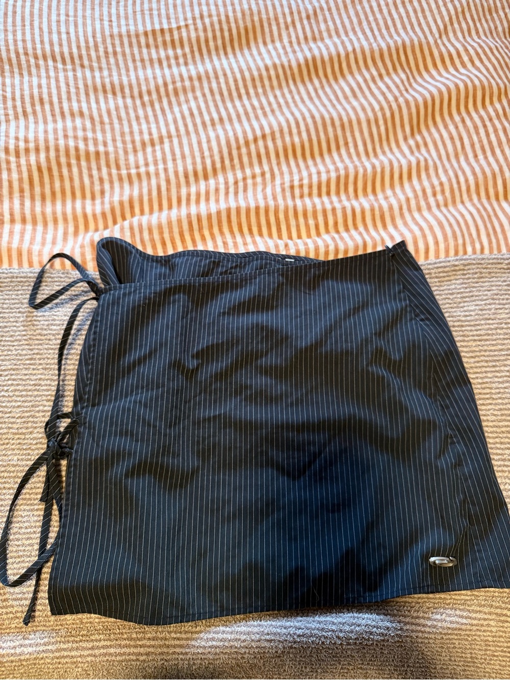 Pinstripe Mini Wrap Skirt
